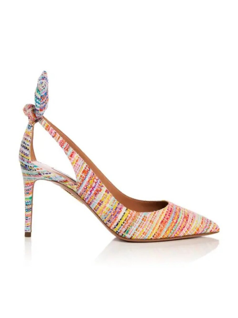 Aquazzura Bow Tie Multicolor Pointed Toe Stiletto Pumps EU 37.5 US 7.5 NWT - Picture 2 of 6